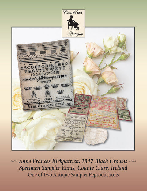 PREORDER Anne Frances Kirkpatrick, Black Crowns - Cross Stitch Antiques - Cross Stitch Pattern