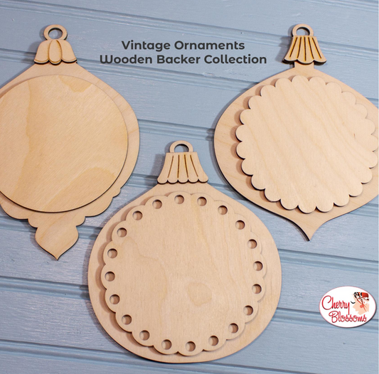 PREORDER Vintage Ornaments Wooden Backer Collection - Cherry Blossoms