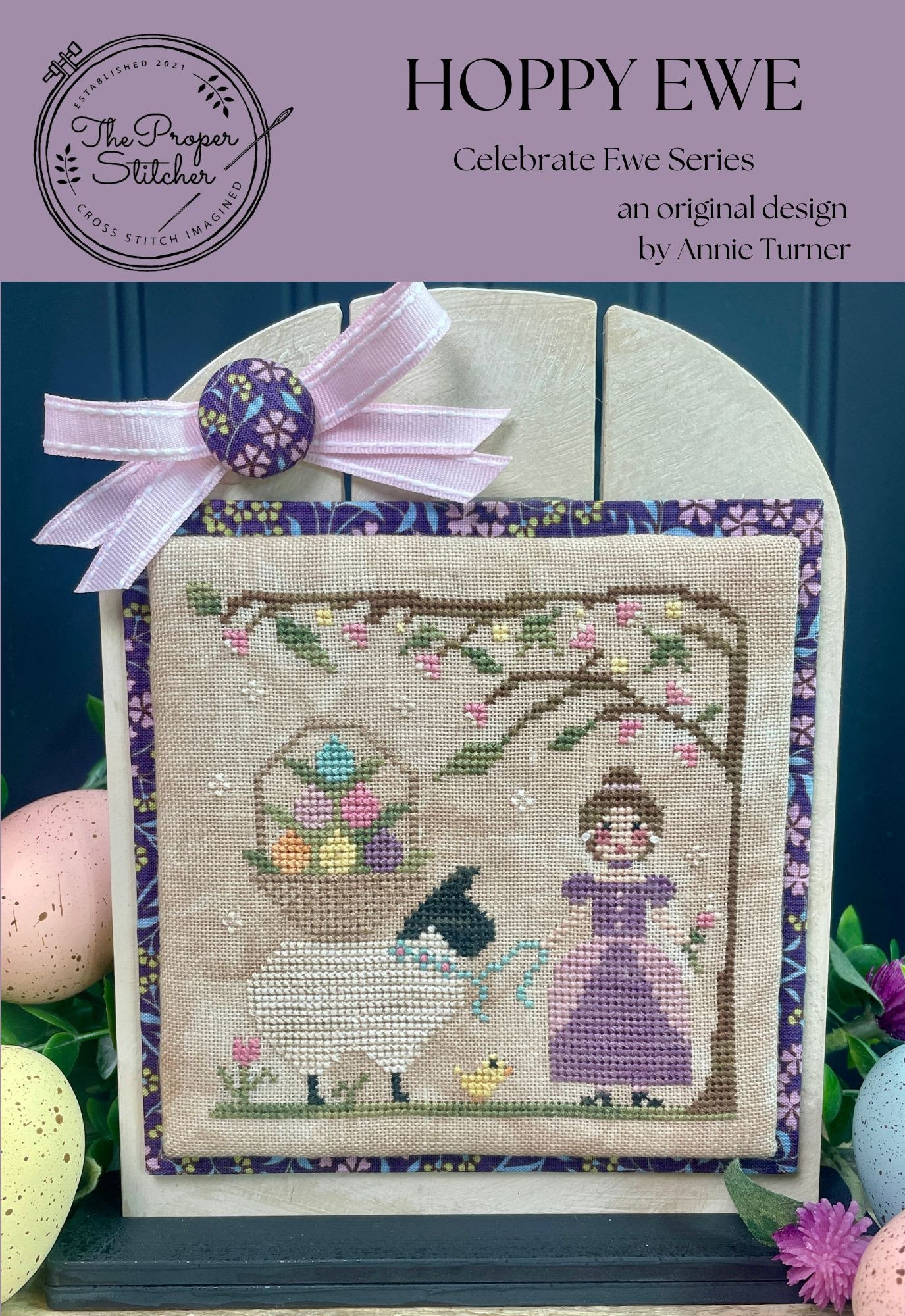 PREORDER Hoppy Ewe - The Proper Stitcher - Cross Stitch Pattern, Needlecraft Patterns, Needlecraft Patterns, The Crafty Grimalkin - A Cross Stitch Store