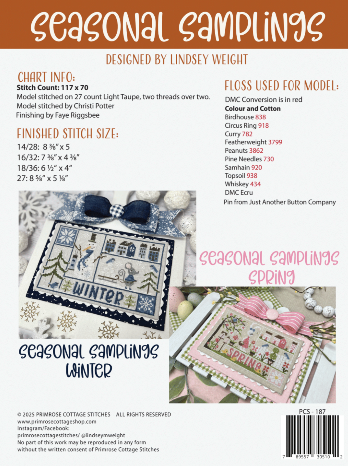 Seasonal Samplings - Primrose Cottage - Cross Stitch Pattern