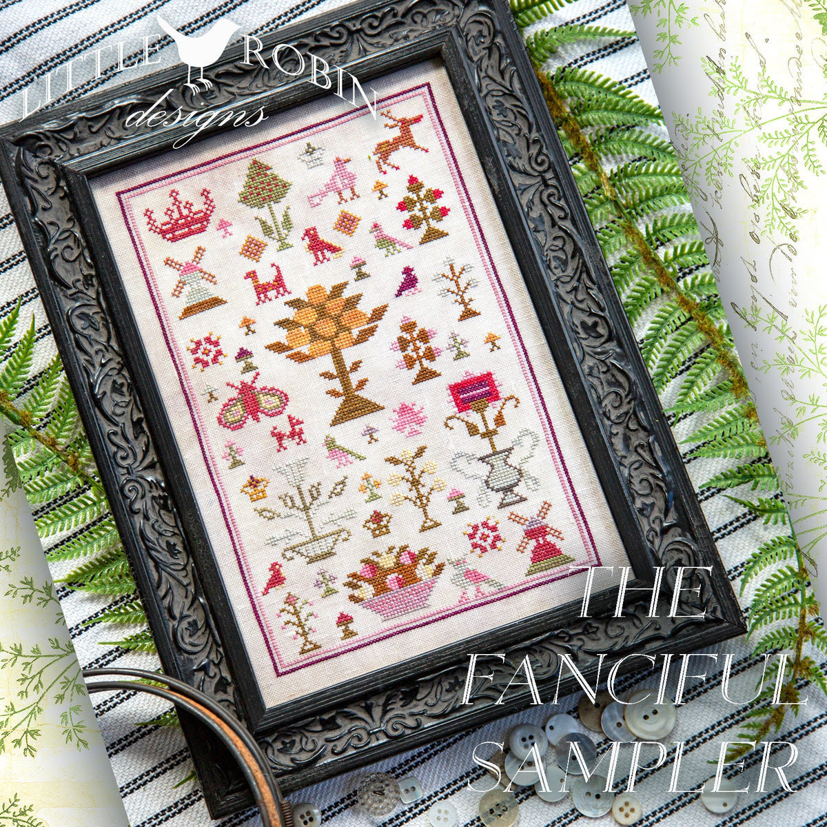 PREORDER The Fanciful Sampler - Little Robin Designs - Cross Stitch Pattern, Needlecraft Patterns, The Crafty Grimalkin - A Cross Stitch Store