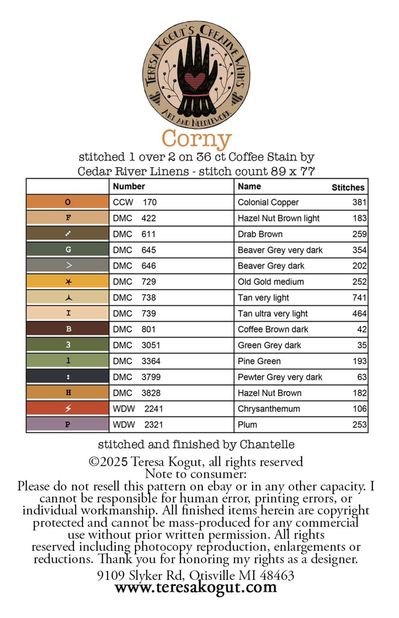 PREORDER Corny - Teresa Kogut - Cross Stitch Pattern