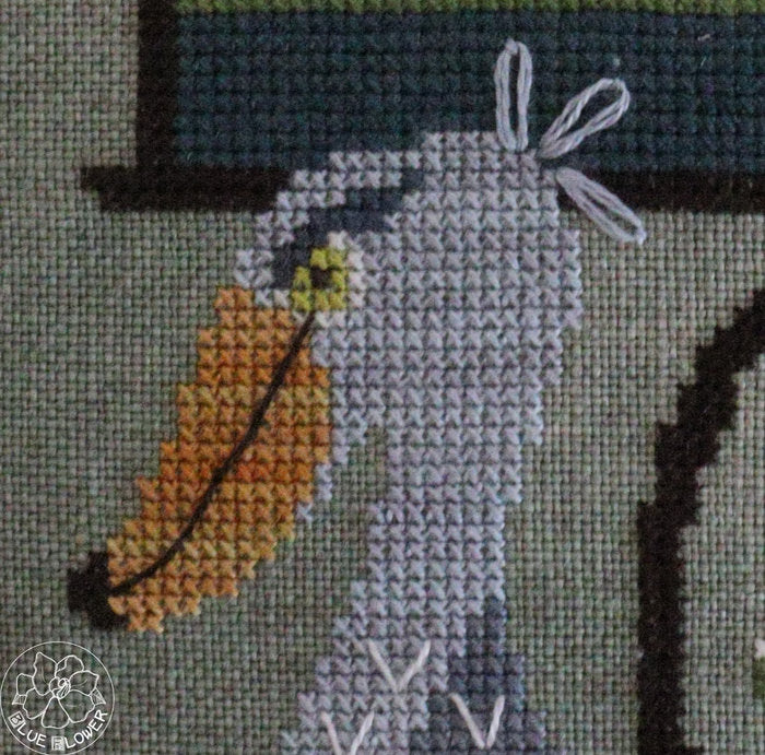 Spooky Shoebill - The Blue Flower - Cross Stitch Pattern