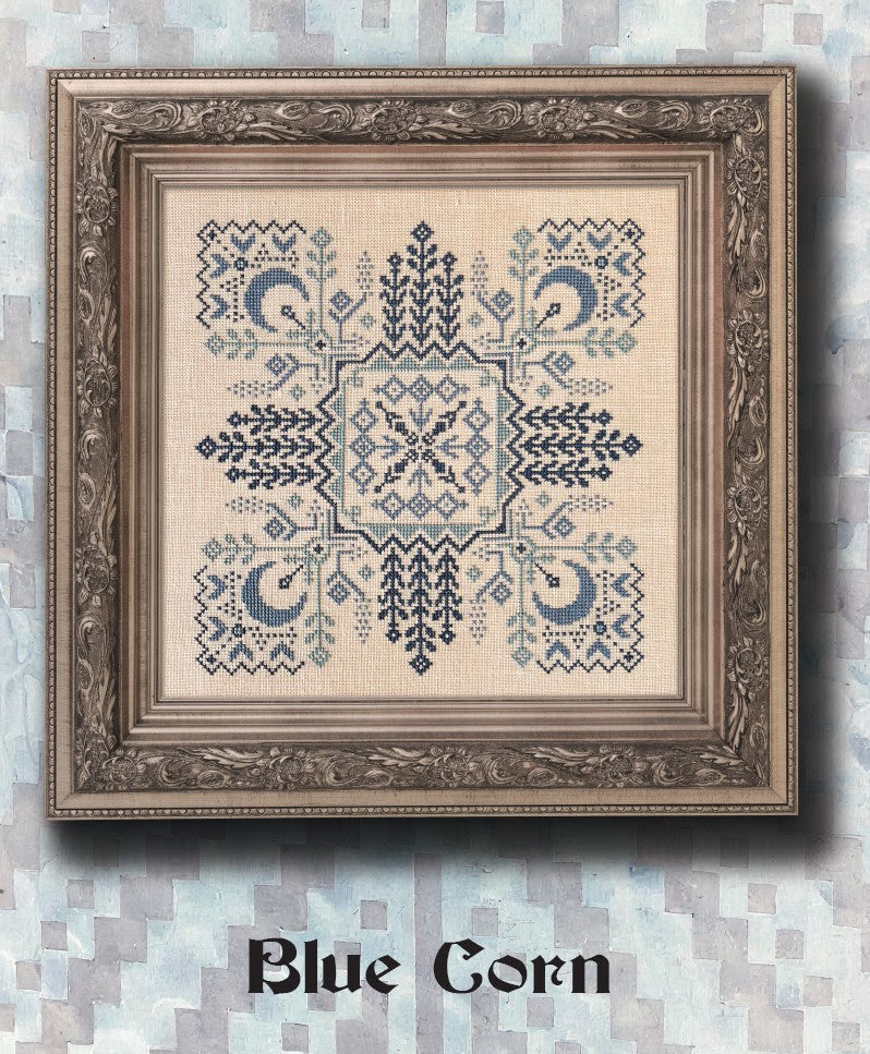 Blue Corn - Ink Circles - Cross Stitch Pattern