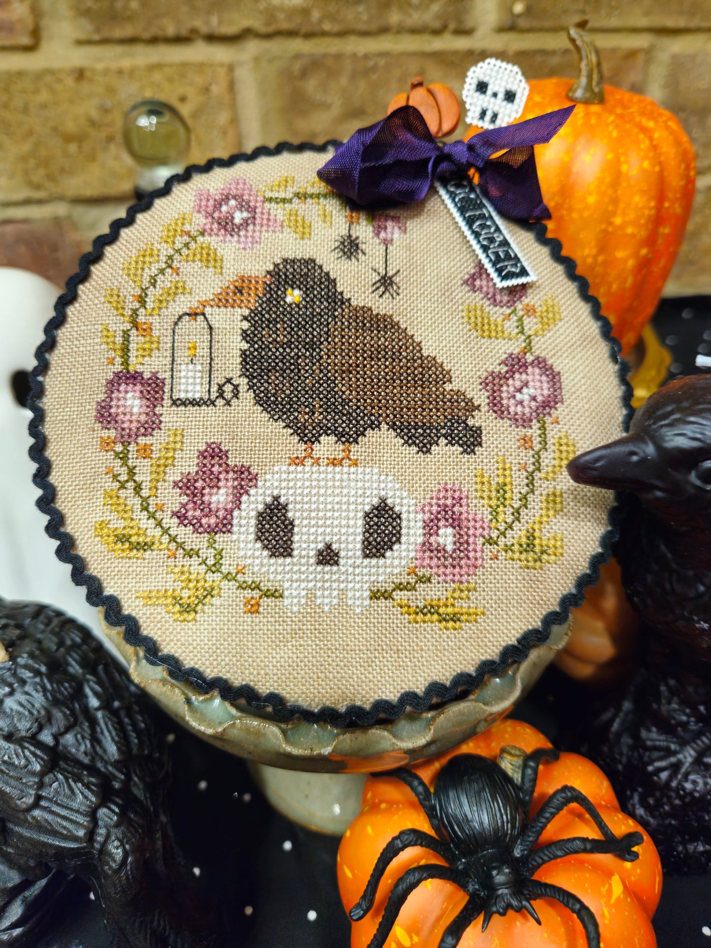 PREORDER Pin Drum Shorties #10 Crow - Quaintrose Needlearts - Cross Stitch Pattern