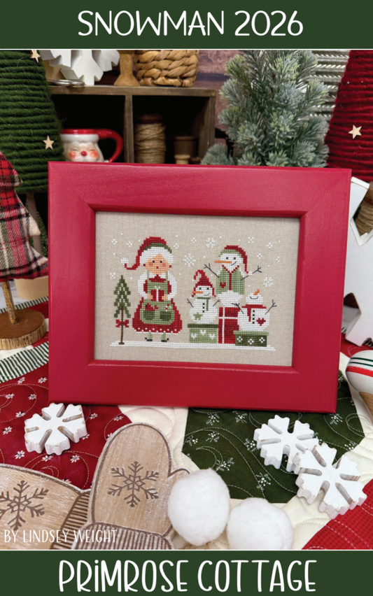 PREORDER Snowman 2026 - Primrose Cottage Stitches - Cross Stitch Pattern