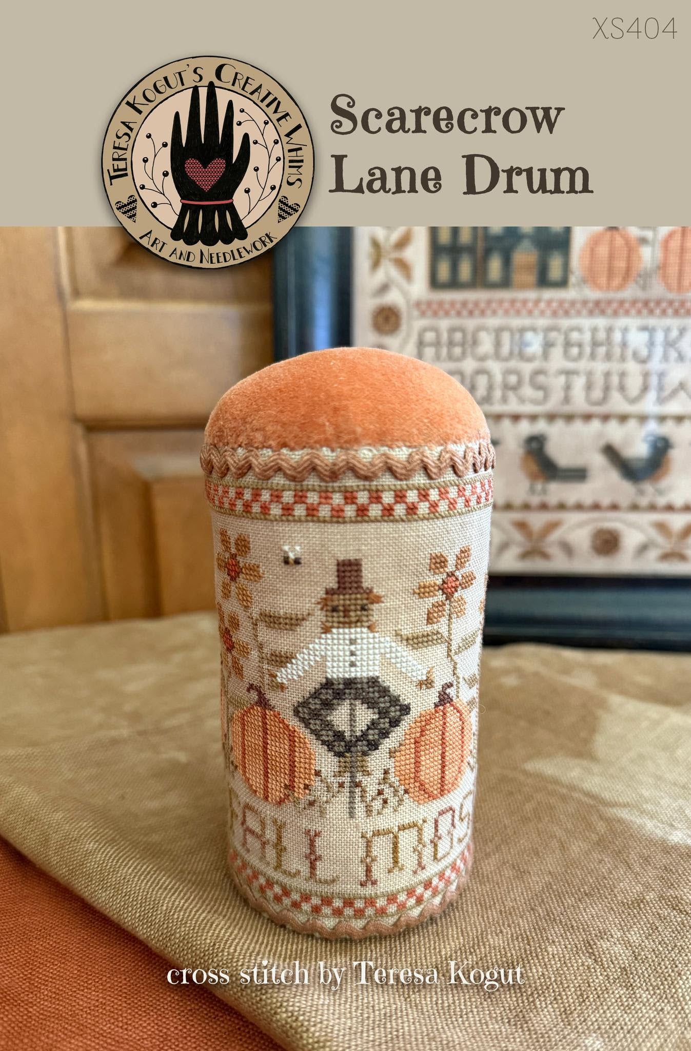 PREORDER Scarecrow Lane Drum - Teresa Kogut - Cross Stitch Pattern