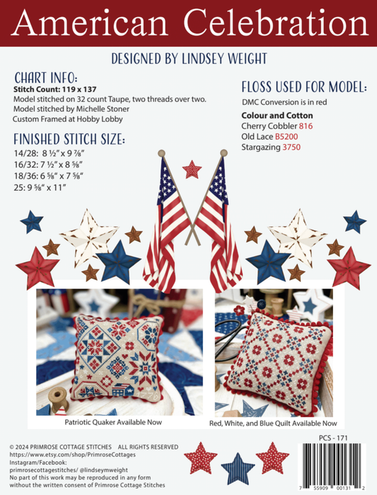 American Celebration - Primrose Cottage Stitches - Cross Stitch Pattern/Thread, Needlecraft Patterns, Needlecraft Patterns, The Crafty Grimalkin - A Cross Stitch Store