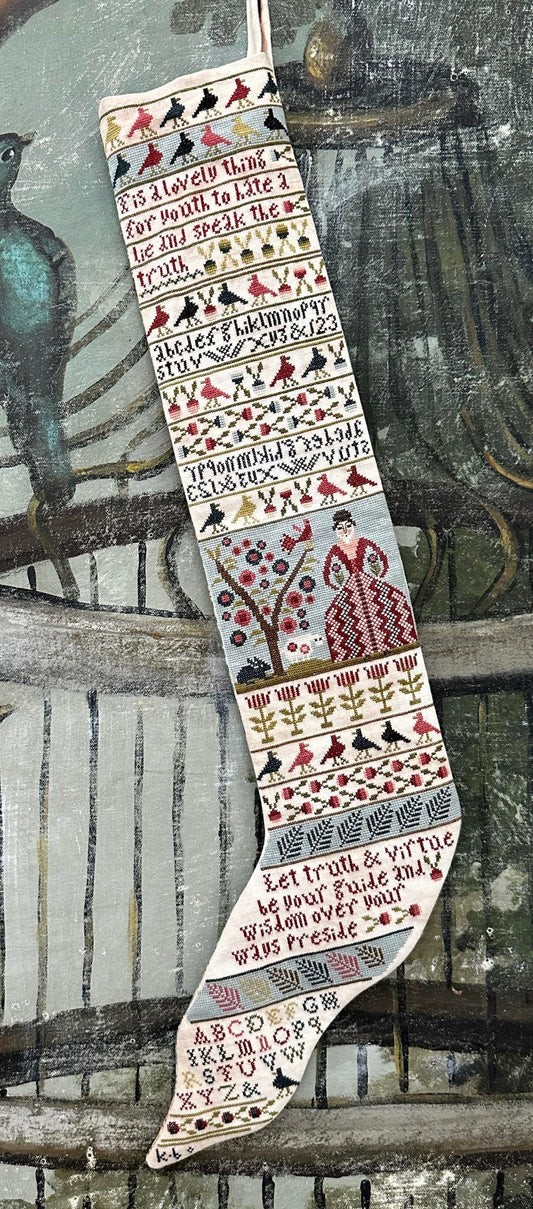 PREORDER Truth and Virtue Stocking - Kathy Barrick - Cross Stitch Pattern