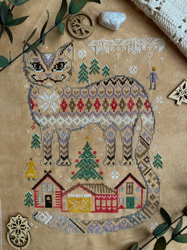 Yule Cat - Quaternion Creations - Cross Stitch Pattern, Needlecraft Patterns, The Crafty Grimalkin - A Cross Stitch Store