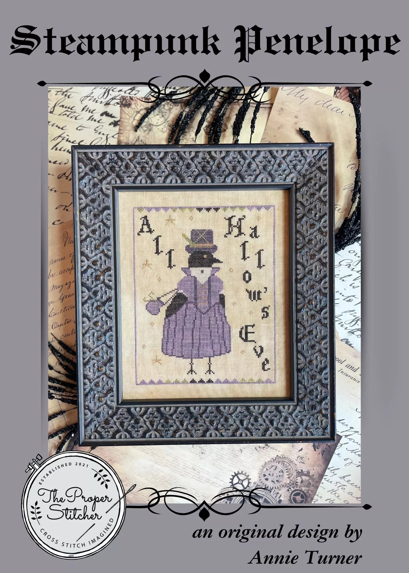 Steampunk Penelope - The Proper Stitcher - Cross Stitch Pattern, Needlecraft Patterns, The Crafty Grimalkin - A Cross Stitch Store