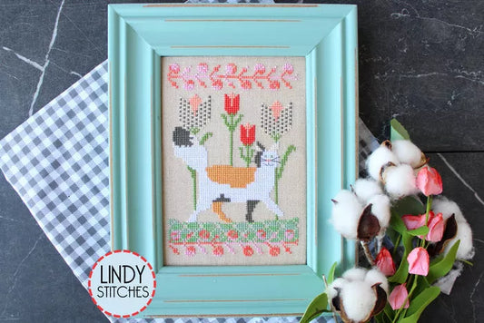 Prancing in the Tulips - Lindy Stitches - Cross Stitch Pattern, Needlecraft Patterns, Needlecraft Patterns, The Crafty Grimalkin - A Cross Stitch Store