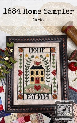1884 Home Sampler -  Annie Beez Folk Art - Cross Stitch Pattern, Needlecraft Patterns, Needlecraft Patterns, The Crafty Grimalkin - A Cross Stitch Store