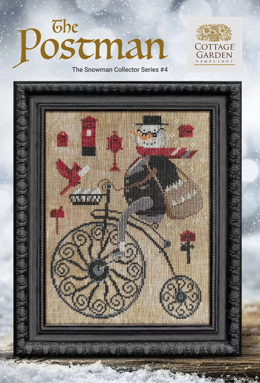 The Postman #4 -  The Snowman Collector's Series 2022-2023 - Cottage Garden Samplings - Cross Stitch Pattern, Needlecraft Patterns, Needlecraft Patterns, The Crafty Grimalkin - A Cross Stitch Store