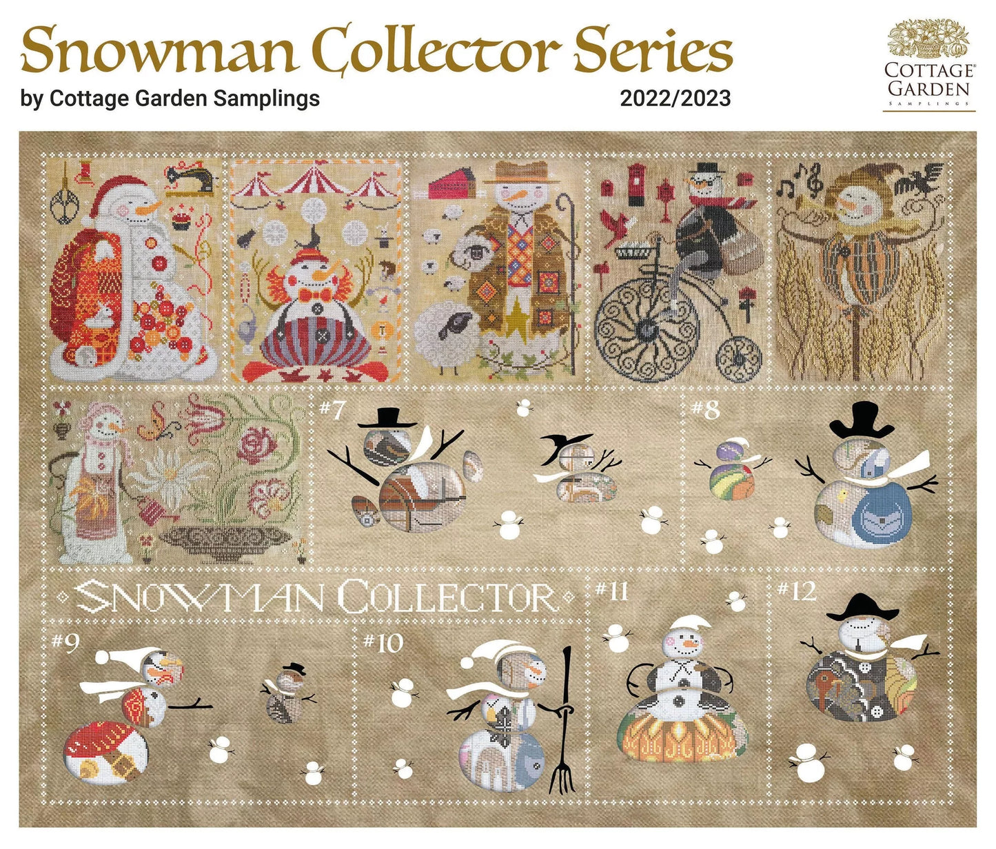 The Gardener #6 -  The Snowman Collector's Series 2022-2023 - Cottage Garden Samplings - Cross Stitch Pattern, Needlecraft Patterns, Needlecraft Patterns, The Crafty Grimalkin - A Cross Stitch Store