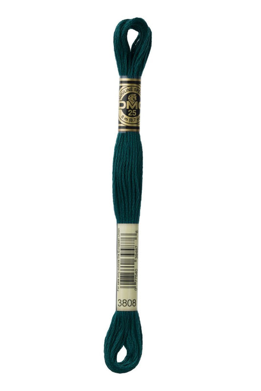DMC 3808 - Turquoise - Ultra Very Dark - DMC 6 Strand Embroidery Thread, Thread & Floss, Thread & Floss, The Crafty Grimalkin - A Cross Stitch Store