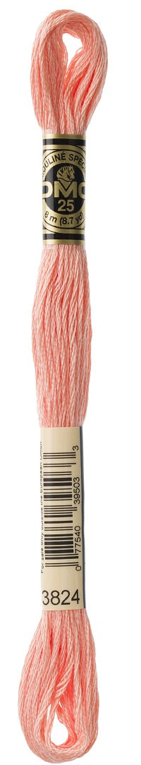 DMC 3824 - Apricot - Light - DMC 6 Strand Embroidery Thread, Thread & Floss, Thread & Floss, The Crafty Grimalkin - A Cross Stitch Store