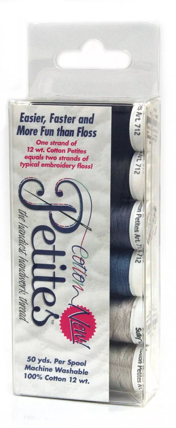 Sulky 12 wt Petites Black/Gray Sampler Collection - 6pk, Thread & Floss, Thread & Floss, The Crafty Grimalkin - A Cross Stitch Store