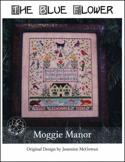 Moggie Manor - The Blue Flower - Cross Stitch Pattern, Needlecraft Patterns, Needlecraft Patterns, The Crafty Grimalkin - A Cross Stitch Store