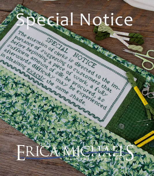 Special Notice - Erica Michaels - Cross Stitch Pattern, Needlecraft Patterns, The Crafty Grimalkin - A Cross Stitch Store