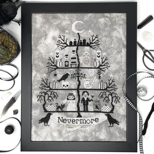 Edgar Allen Poe Tree - Tiny Modernist - Cross Stitch Pattern, Needlecraft Patterns, Needlecraft Patterns, The Crafty Grimalkin - A Cross Stitch Store