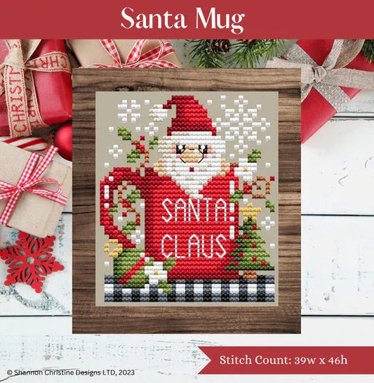 Santa Mug - Shannon Christine Designs - Cross Stitch Pattern, Needlecraft Patterns, The Crafty Grimalkin - A Cross Stitch Store