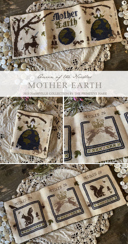 Mother Earth Queen of the Needles - Primitive Hare - Cross Stitch Pattern, Needlecraft Patterns, Needlecraft Patterns, The Crafty Grimalkin - A Cross Stitch Store