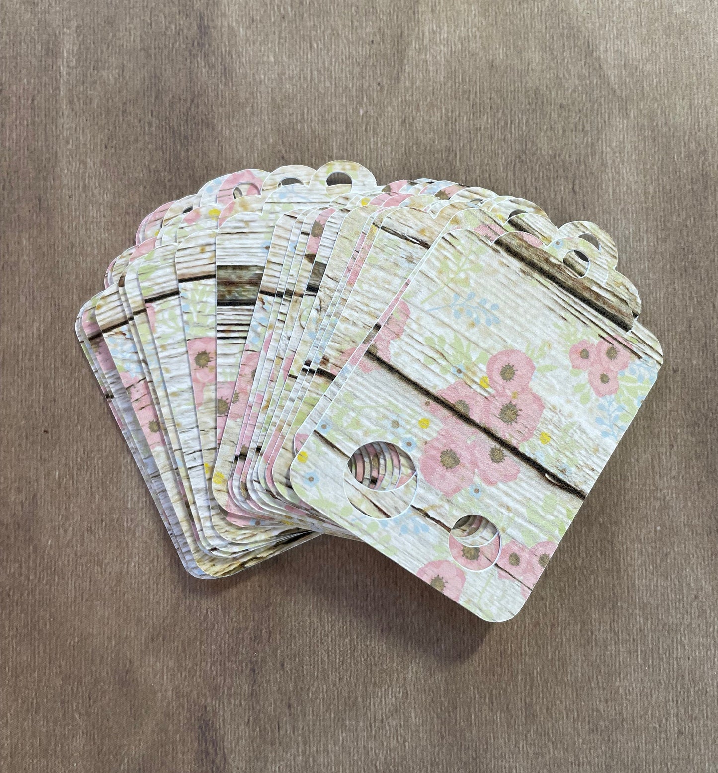 Floss Keepers/Tags -  Vintage Wood with Pink Flowers, Thread & Yarn Organizers, Thread & Yarn Organizers, The Crafty Grimalkin - A Cross Stitch Store