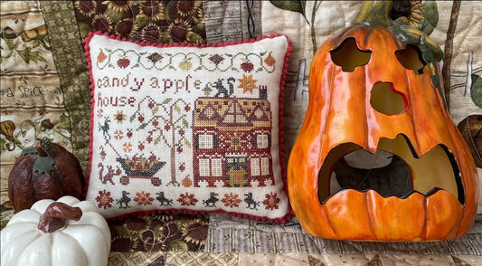 Candy Apple House -  The Houses on Pumpkin Lane #6 - Pansy Patch Quilts and Stitchery, Needlecraft Patterns, Needlecraft Patterns, The Crafty Grimalkin - A Cross Stitch Store