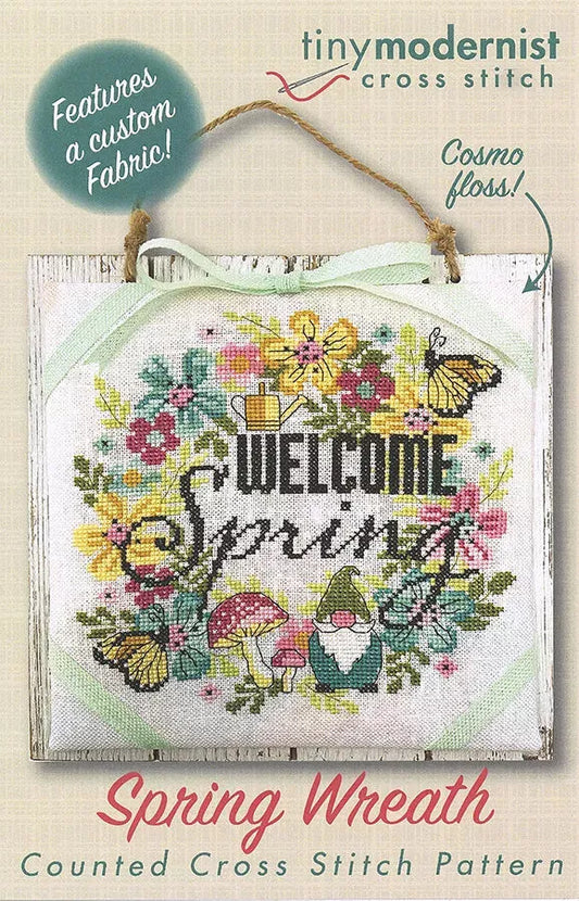 Spring Wreath - Tiny Modernist - Cross Stitch Pattern, Needlecraft Patterns, Needlecraft Patterns, The Crafty Grimalkin - A Cross Stitch Store