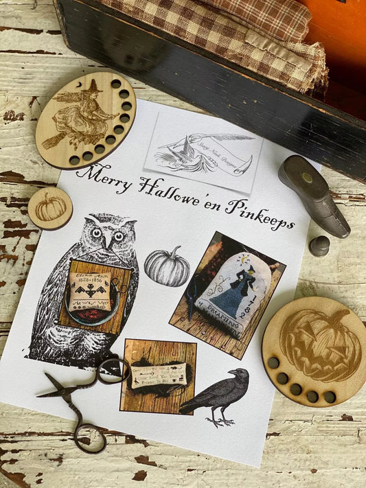 Merry Hallowe'en Pinkeeps Pattern - Stacy Nash Primitives - Cross Stitch Pattern, Needlecraft Patterns, Needlecraft Patterns, The Crafty Grimalkin - A Cross Stitch Store