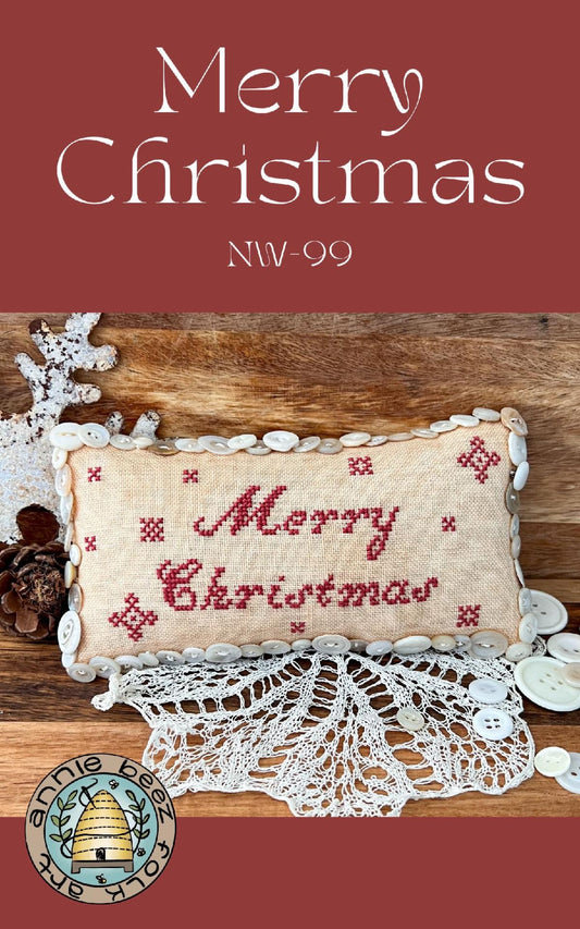 Merry Christmas -  Annie Beez Folk Art - Cross Stitch Pattern