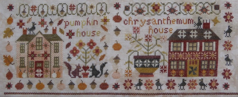 Chrysanthemum House - The Houses on Pumpkin Lane #2 - Pansy Patch Quilts and Stitchery, Needlecraft Patterns, The Crafty Grimalkin - A Cross Stitch Store