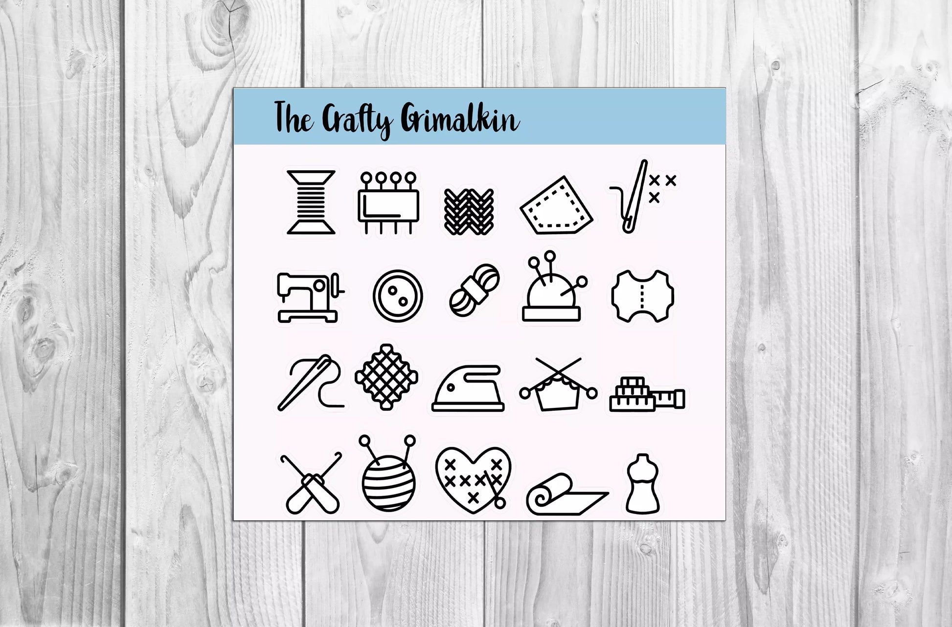 Planner Stickers - Sewing Icons, Decorative Stickers, Decorative Stickers, The Crafty Grimalkin - A Cross Stitch Store